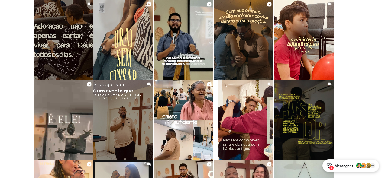 Feed real do Instagram operado pela equipe interna da Igreja Família