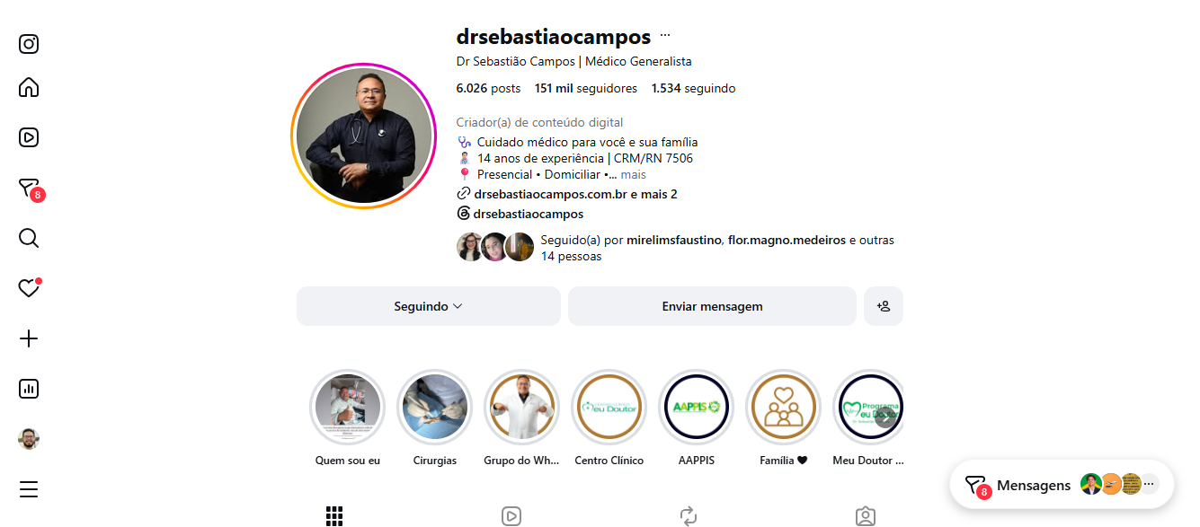 Captura real do perfil profissional do Dr. Sebastião Campos